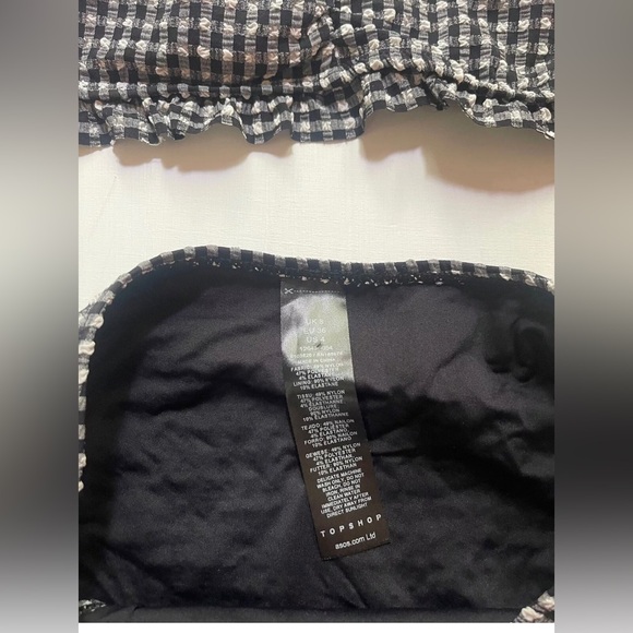 NWT ASOS TOPSHOP 2 PC Bikini Swimsuit Black & White Gingham Frill Women Sz 4 - Picture 5 of 6